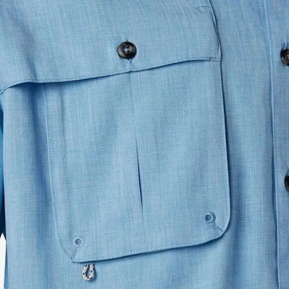 Magellan Outdoors Aransas Pass Heather Short Sleeve Fishing Shirt Blue XS NWT - Picture 5 of 8